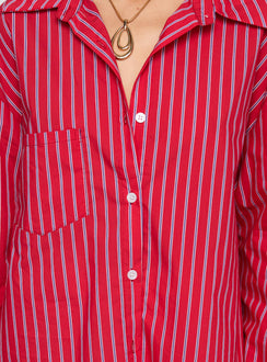 product Princess Polly Kodhi Oversized Long Sleeve Top Red Stripe Full Sleeves V-Neck 