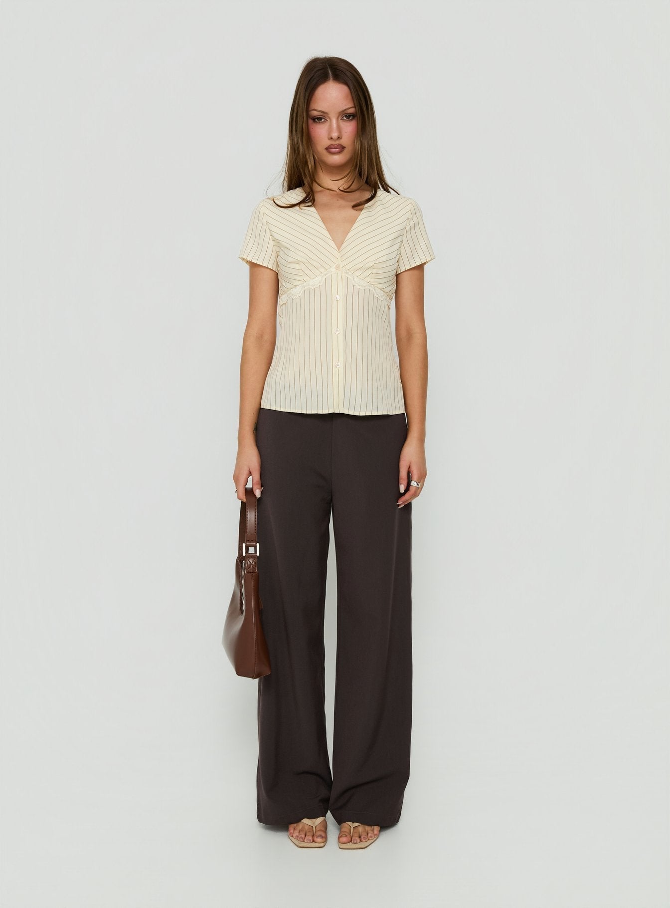 Mericana Low Rise Wide Leg Pants Brown