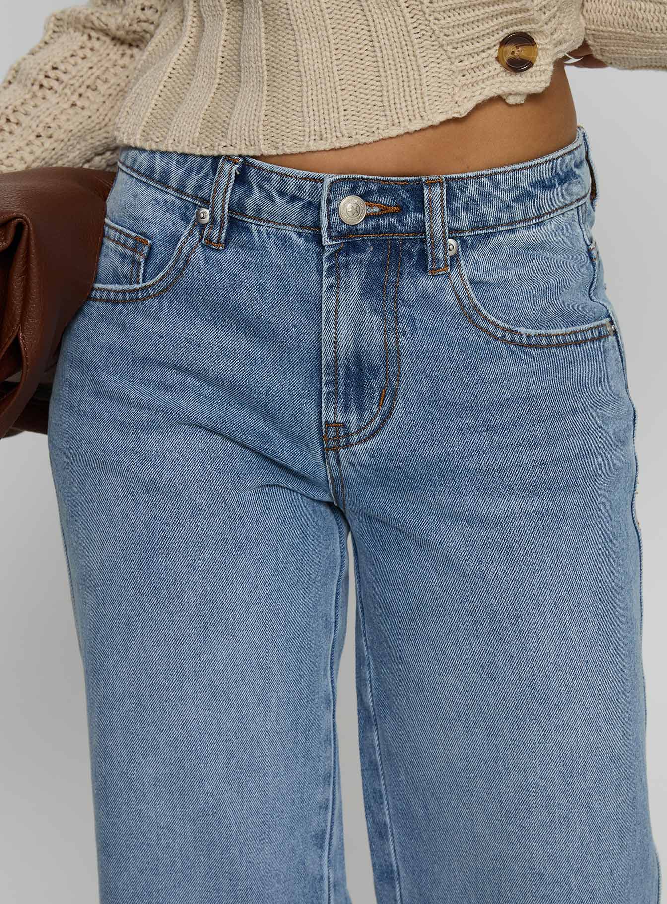 Dog Days Mid Rise Straight Leg Jeans Light Blue Wash