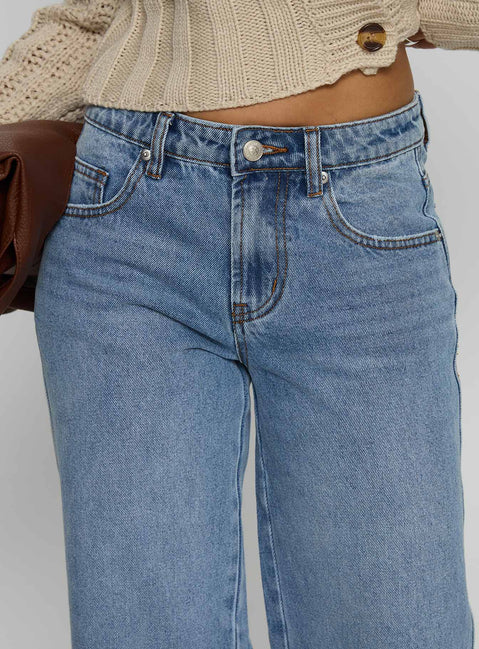 Dog Days Mid Rise Straight Leg Jeans Light Blue Wash