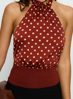 Rania Top Polka Burnt Red