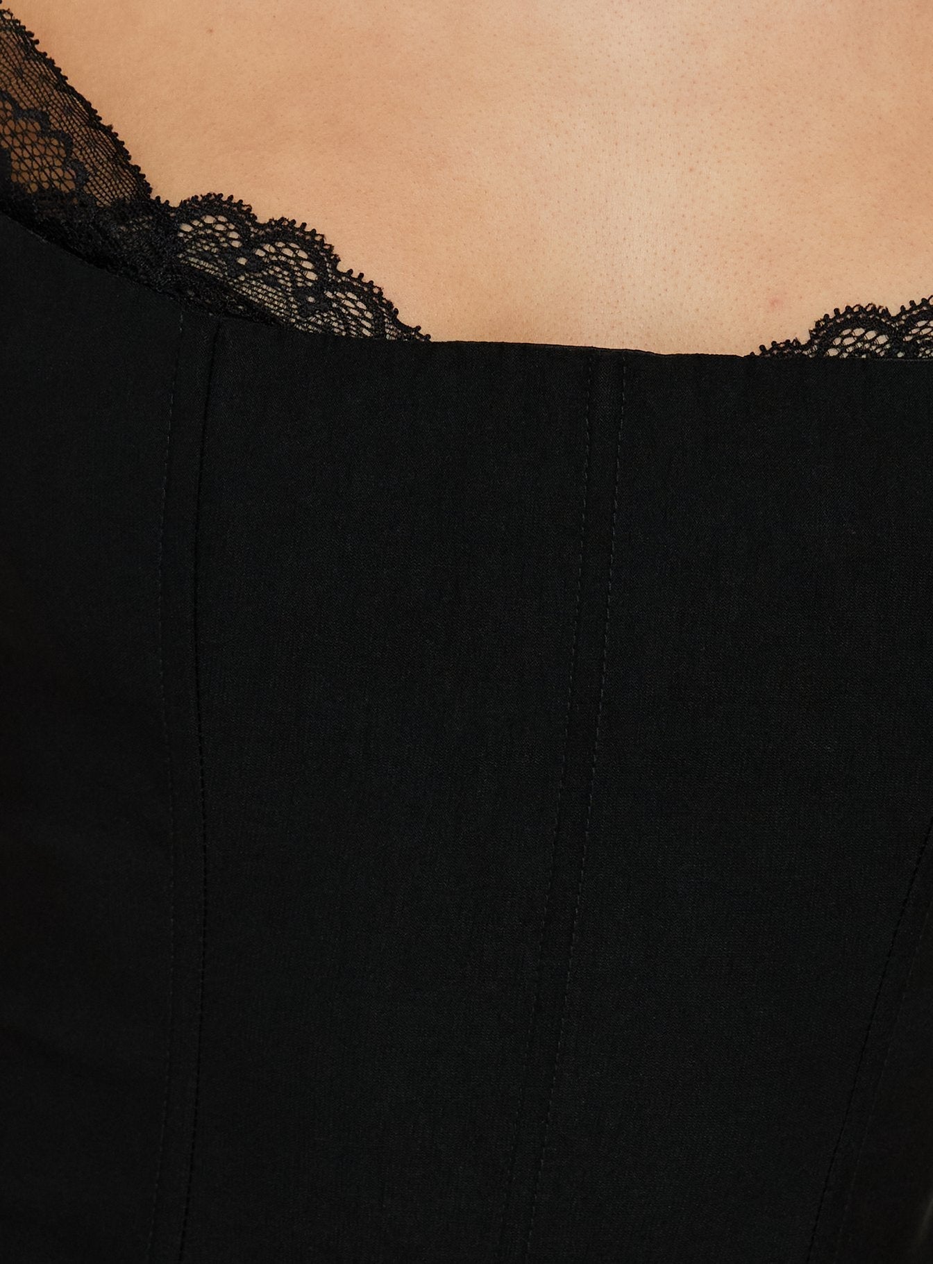 Anikka Off Shoulder Lace Detail Corset Top Black