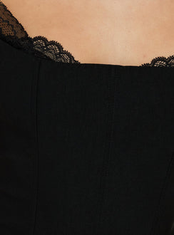 Anikka Off Shoulder Lace Detail Corset Top Black