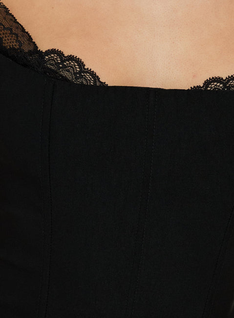 Anikka Off Shoulder Lace Detail Corset Top Black