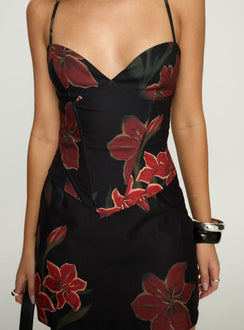 Julisa Corset Mini Dress Red / Black Floral