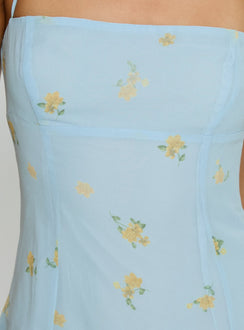 Delamere Mini Dress Pastel Blue Floral