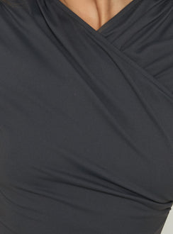Daily Define Cross Front Short Sleeve Mini Dress Slate