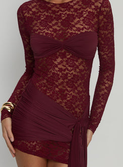 Midnight Long Sleeve Mini Dress Garnet