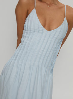 Adriela Pleat Maxi Dress Blue
