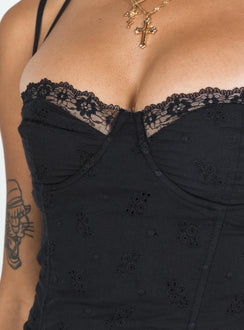 product Princess Polly Sleeveless Square Neck  Luvan Lace Corset Top Black
