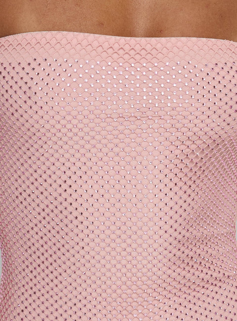 Jemira Strapless Shimmer Mini Dress Pink