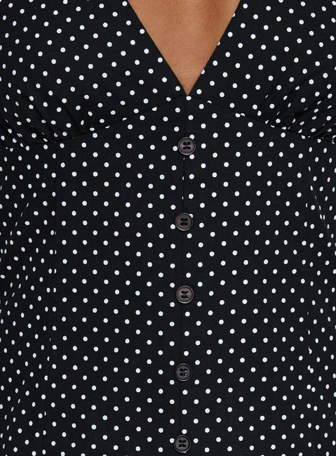 Loveliness Romper Black Polka