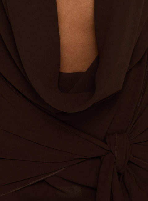 Snakepit Halter Plunge Mini Dress Chocolate