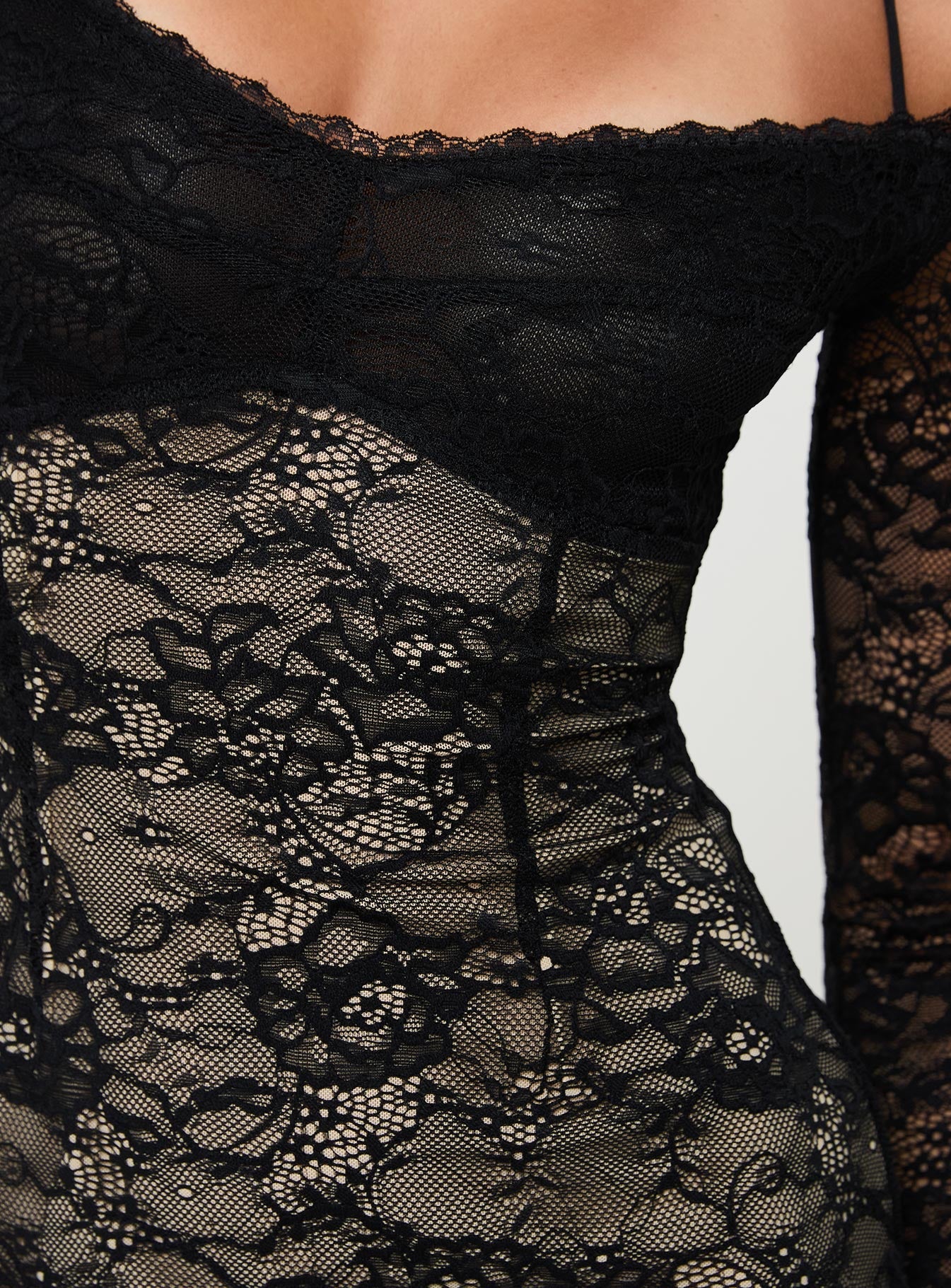 product Princess Polly Aubriella Lace Mini Dress Black Square Neck 