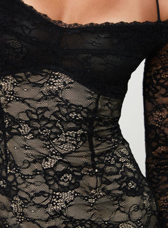 product Princess Polly Aubriella Lace Mini Dress Black Square Neck 