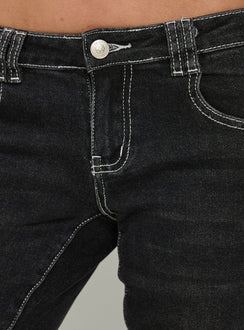 Clynee Ultra Low Rise Bootleg Jeans Vintage Black