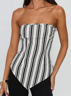 Palo Alto Strapless Scarf Top Black / White Stripe