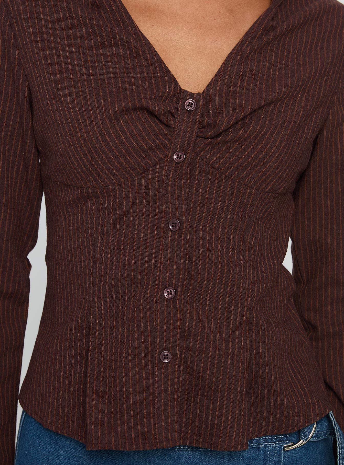 Elowenn Long Sleeve Top Chocolate Stripe
