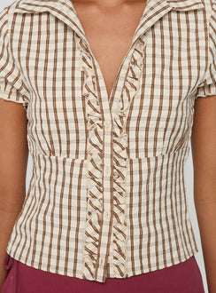 Arla Blouse Brown Check