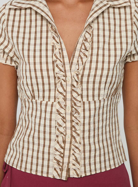 Arla Blouse Brown Check