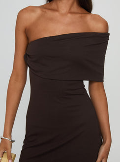 Laurencia One Shoulder Mini Dress Chocolate