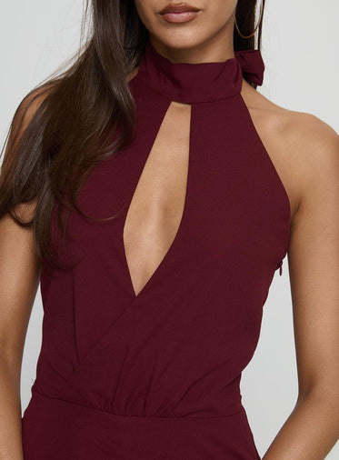 Chrystina Cut Out Playsuit Burgundy