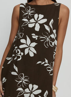We Could Go Mini Dress Brown Floral