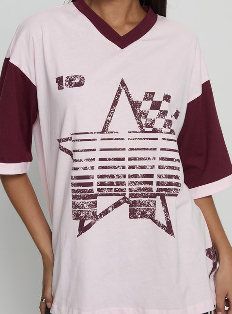 Nachell Short Sleeve Moto Top Pink