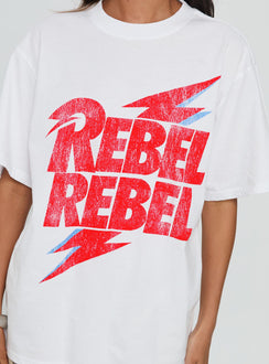 Rebel Rebel Oversized Graphic Top White