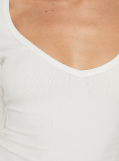 Baseline Rib V Neck 3/4 Sleeve Top White