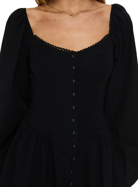 Toulouse Long Sleeve Mini Dress Black