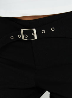 Discover the Viridian Belted Flared Pants Black womens-regular-pants featuring high-rise waist and belt product Princess Polly