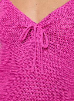 Purple Mini dress Knit material, halter style, pinched bust with tie detail