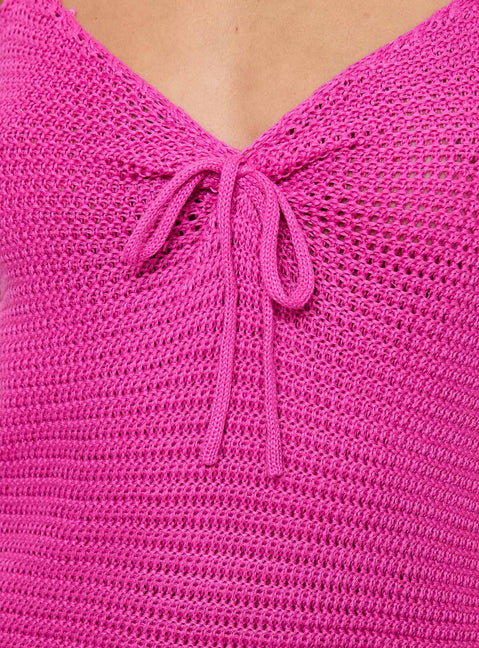 Purple Mini dress Knit material, halter style, pinched bust with tie detail