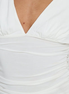 Mattey Cinched V Neck Top White