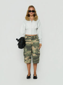 Ramonda Faux Fur Hooded Jumper Grey Marle