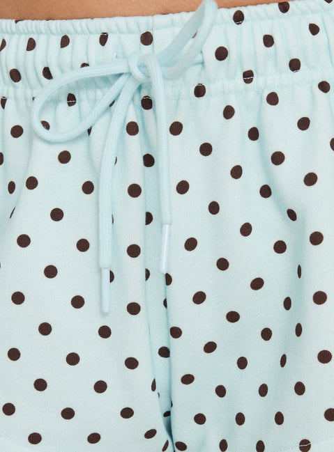 Quinncy Low Rise Sweat Shorts Blue Polka Dot
