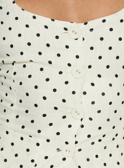 Spirito Vest Top White Polka