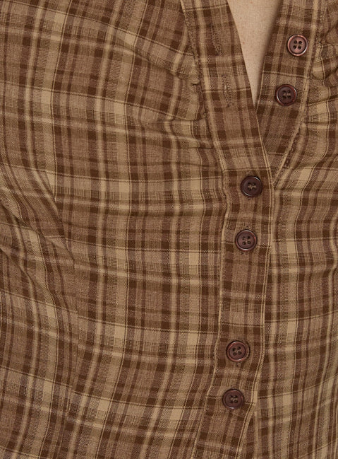 Arianwyn Short Sleeve Shirt Brown Check