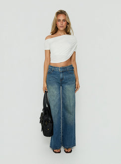 Charlotta Low Rise Super Baggy Jeans Mid Blue