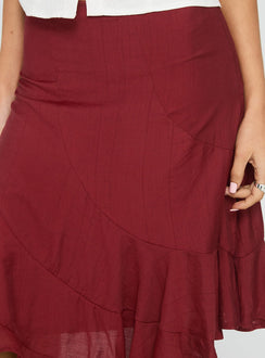 With Kindness Midi Skirt Burgundy