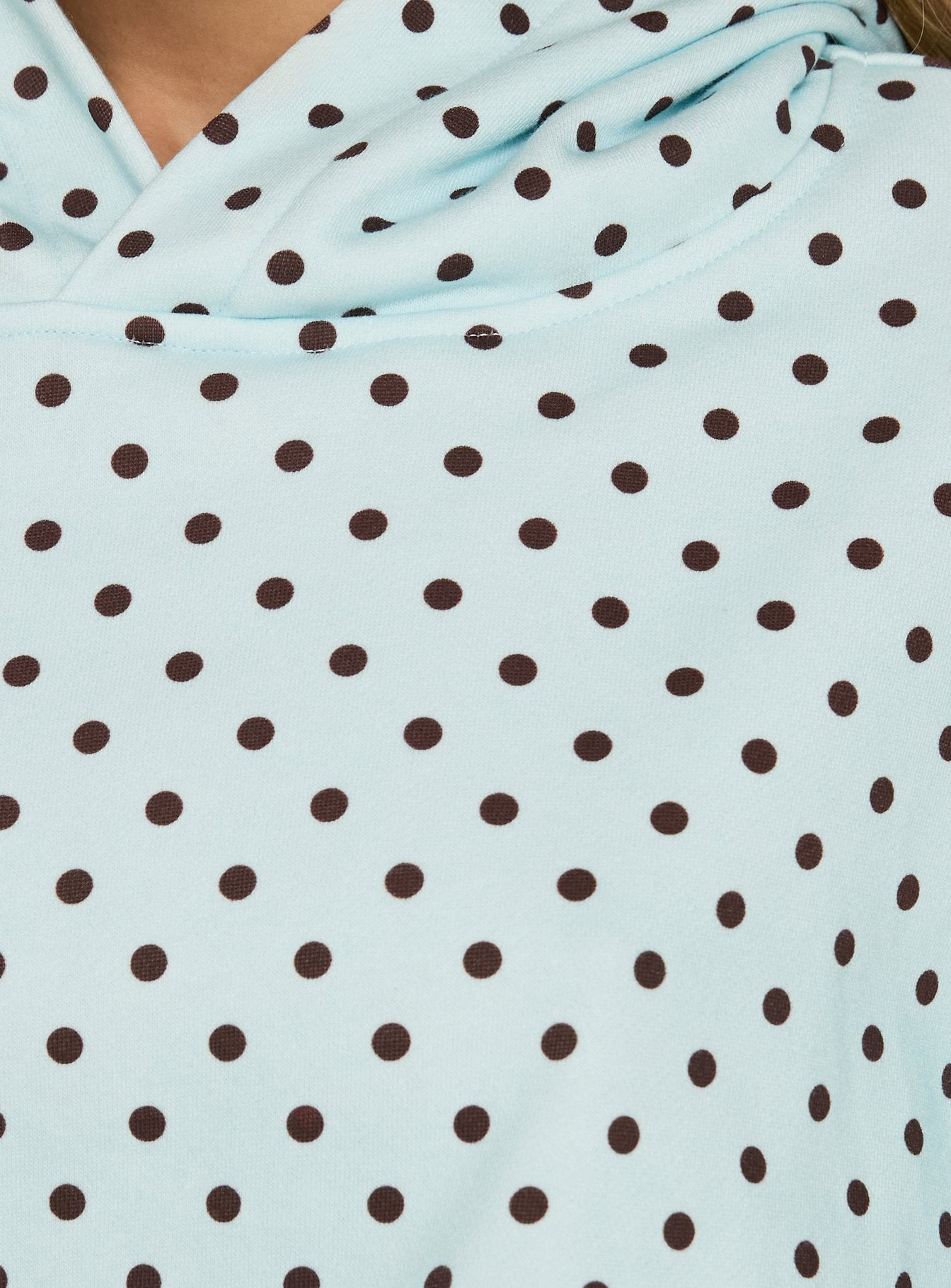 Mayse Bubble Hem Cropped Hoodie Blue Polka Dot
