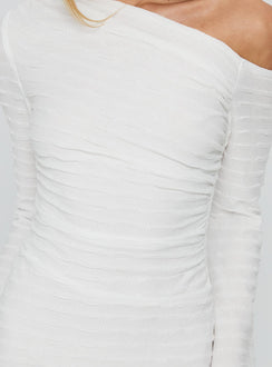 Crescent Long Sleeve Mini Dress White