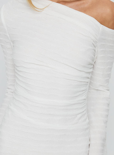 Crescent Long Sleeve Mini Dress White
