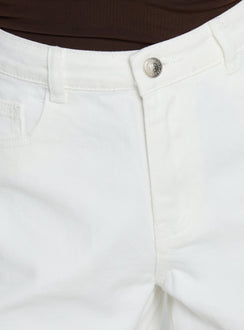 Torri Longline Denim Shorts Ecru