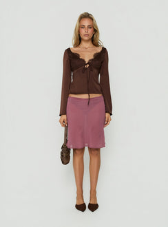 Jerelyn Lace Bust Long Sleeve Top Chocolate