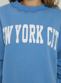 When In New York City Oversized Jumper Blue