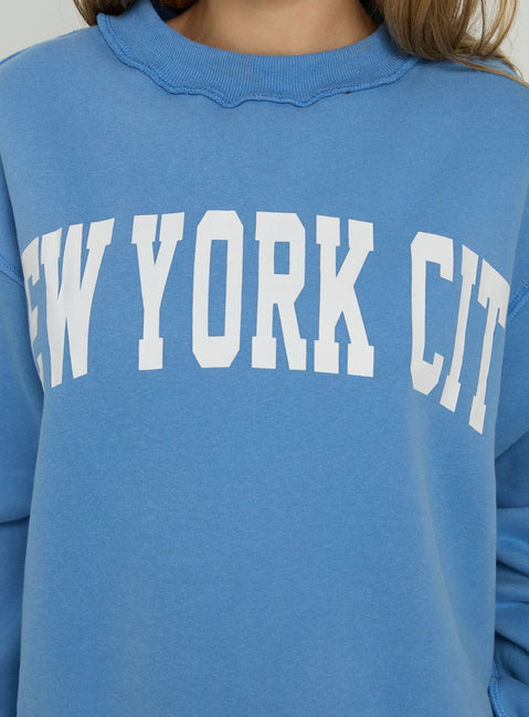 When In New York City Oversized Jumper Blue