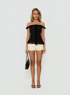 Nivelle Frill Detail Off Shoulder Top Black