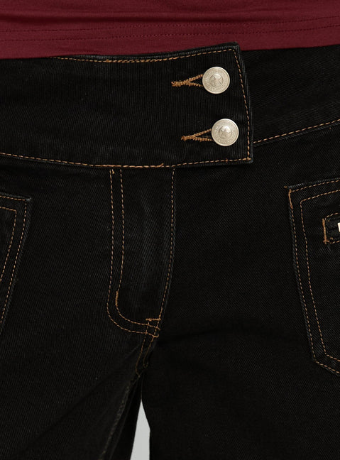 Unwritten Mid Rise Wide Leg Jeans Washed Black
